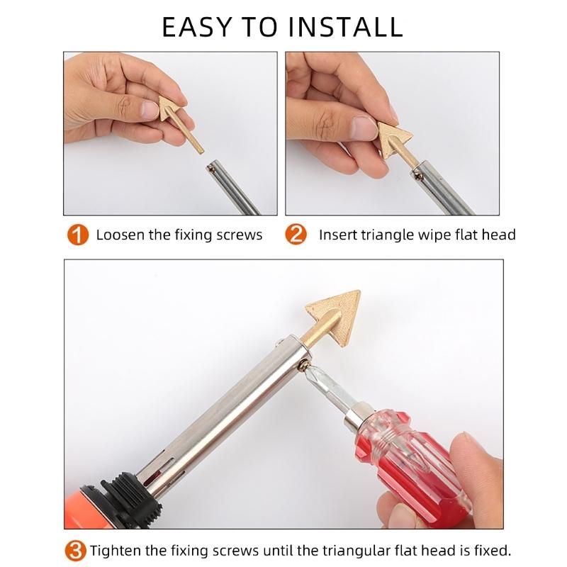 3/4Pcs Soldering Iron Tips Set Copper Repair Triangular Smoothing Head Welding Tips Iron Welder Replacement Tips