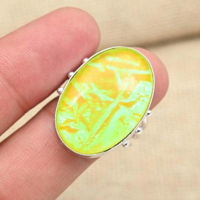 Yellow Triplet Opal Gemstone 925 Sterling Silver Handmade Jewelry Women Ring