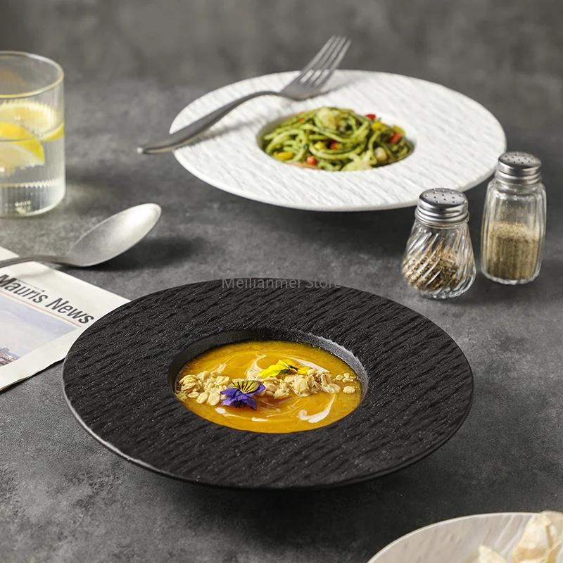 Spaghetti Plate High-end Western Food Plates Ceramic Salad Plate Dish Plates Japanese Tableware Soup Plates, Restaurant Plate