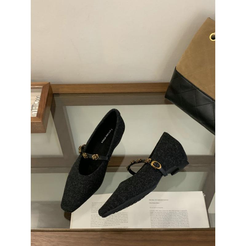 Französische Rose vier Jahreszeiten Pendler Einzelne Schuhe Damen Innenhöhenerhöhung Wollene 2025 Herbst und Winter Neu Retro Mary Jane Damenschuhe