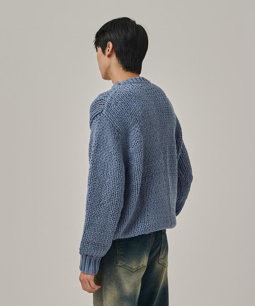 ANALOG MOOD Heavy Warm Round Pullover Knit (Blue)