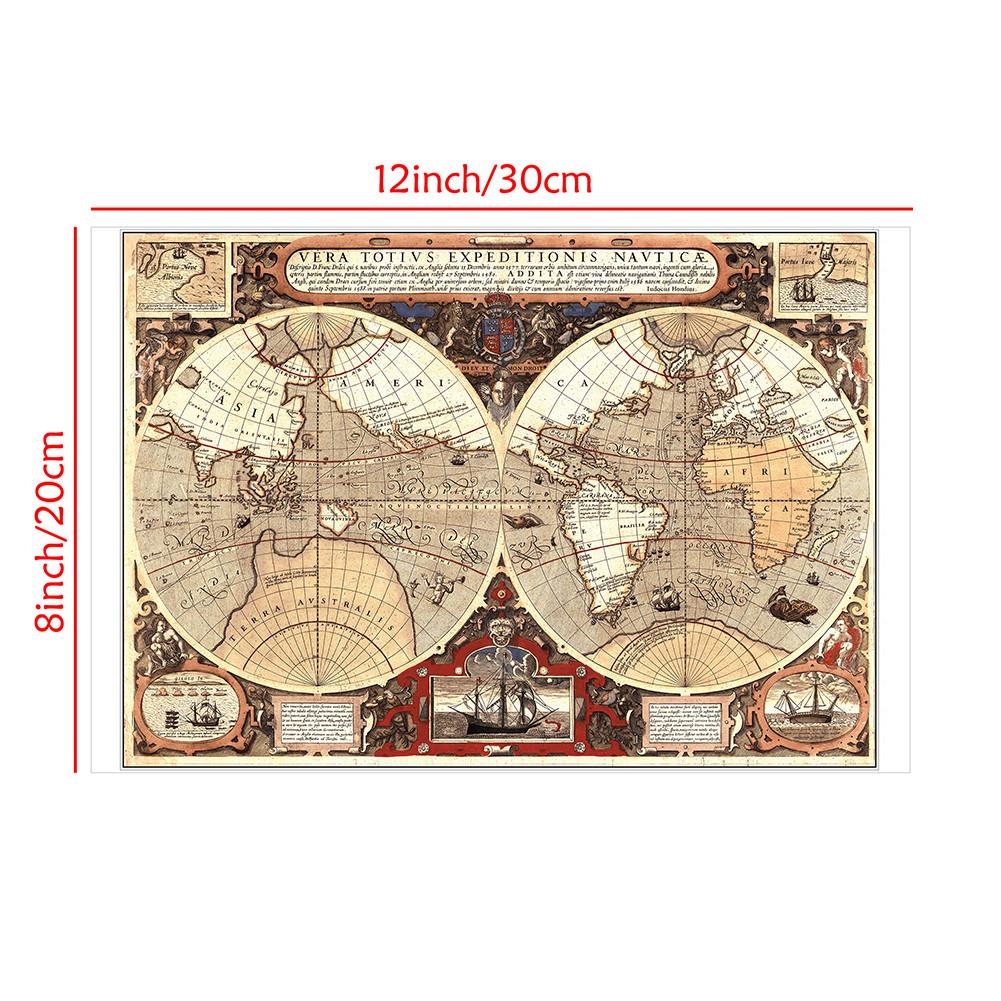 

Модный фон с темой ретро-карты мира, без рамки, декор для дома, кабинет, географические инструменты, инструменты для туризма/образования 30*20cm