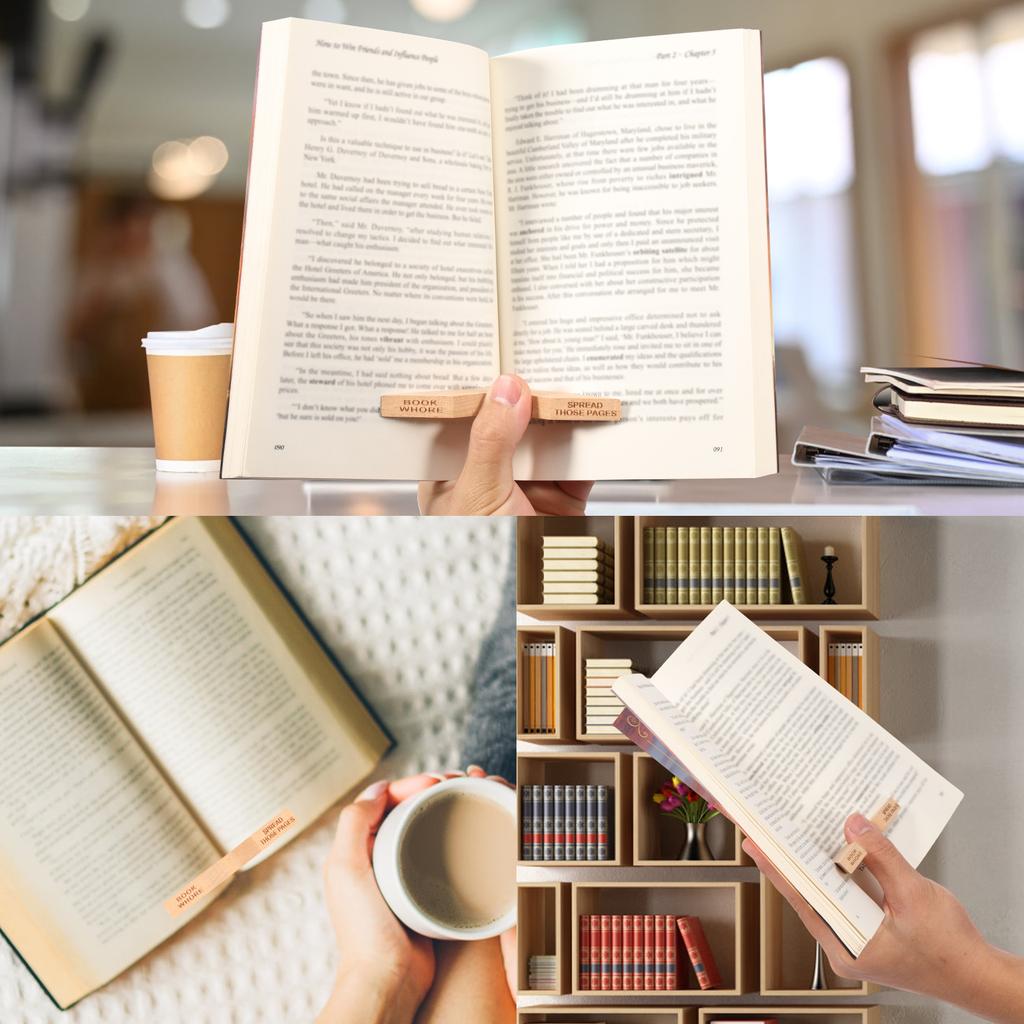 2 Stück Buchseitenhalter Kreativer Holzseitenhalter zum Lesen Leichter Buchöffnerhalter Funktioneller Daumen-Buchseitenhalter