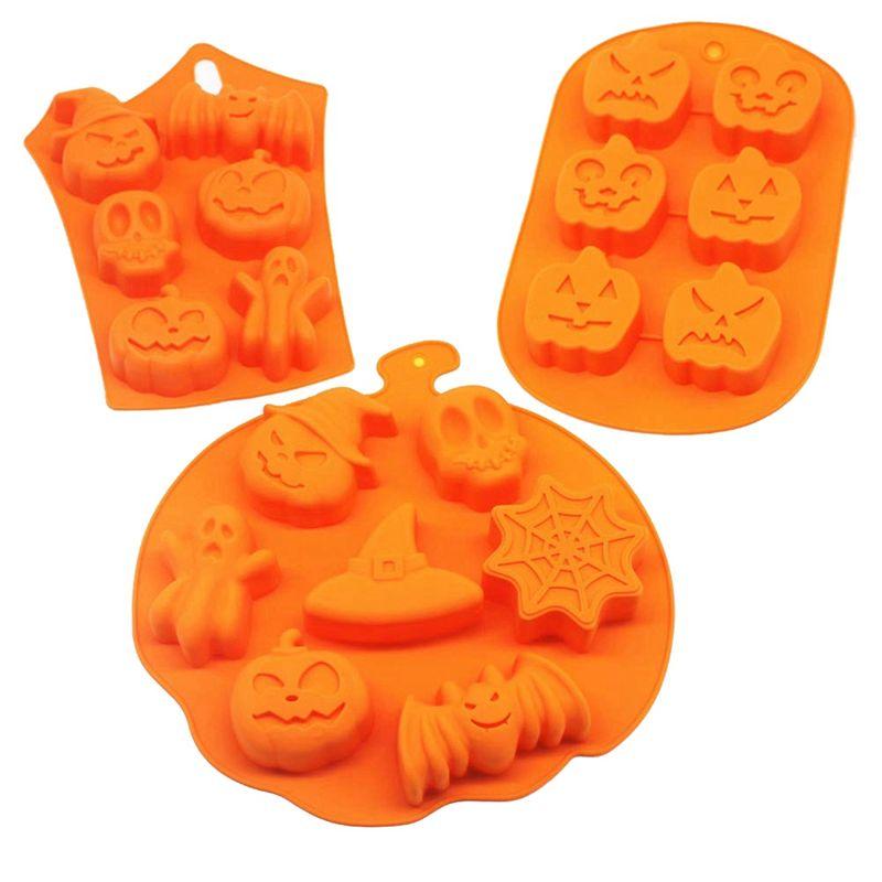 

AEE2-3 PCS Silicone Halloween Mold Ghost Pumpkin Baking Mold Set For Party Gift Handmade Soap Mold оранжевый