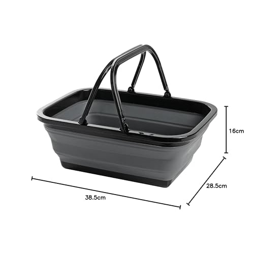 [.co.jp Exclusive] Pearl Metal Foldable Multi-Purpose Basket Bucket, Square, Black, Storage, Car Wash, Fishing, Cleaning, Laundry, Shoes, Indoor Shoes