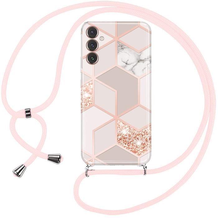 Coque antichoc - samsung - galaxy a35 5g - silicone hybride - motif marbre - rose