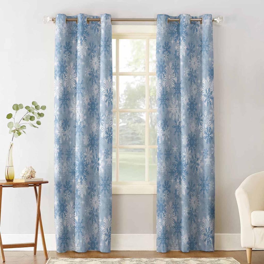 Snowflake Christmas Blackout Curtains For Living Room Bedroom Window Treatment Blinds Drapes Kitchen Curtains