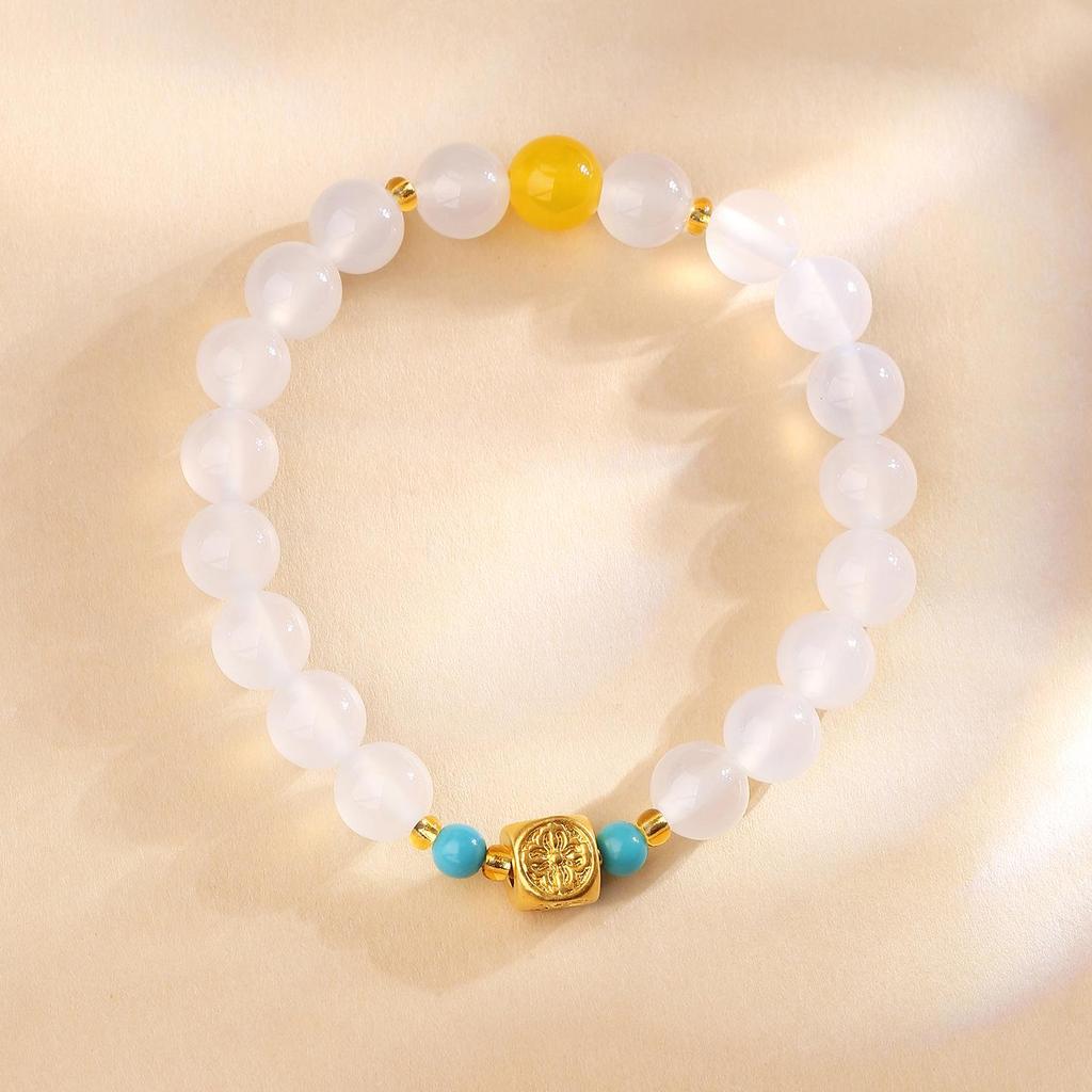 Genuine Yellow Agate Four-Direction Bracelet - Chinese Original Design Gift