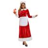 Weihnachts-Karnevalskleid für Damen - Erwachsenen-Nikolauskostüm (Kleid+Schürze+Hut), Bequemes festliches Outfit