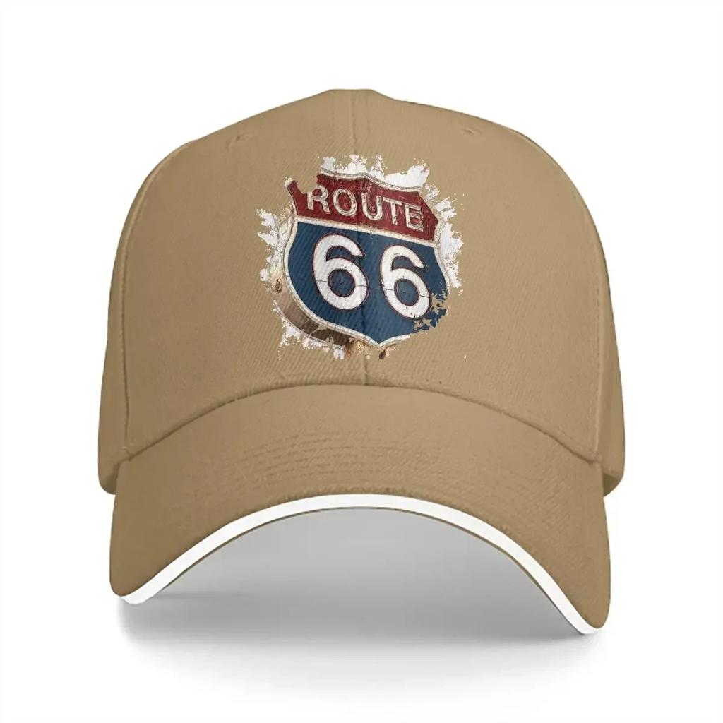 Pure Color Dad Hats Road Sign Art Casual Hat Sun Visor Caps U S Route 66 Peaked Cap