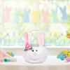 Easter Egg Hunting Basket Plush Easter Bunny Basket with Ear Cartoon Animal Tote Bags for Home Decorations Candy Gifts Girls