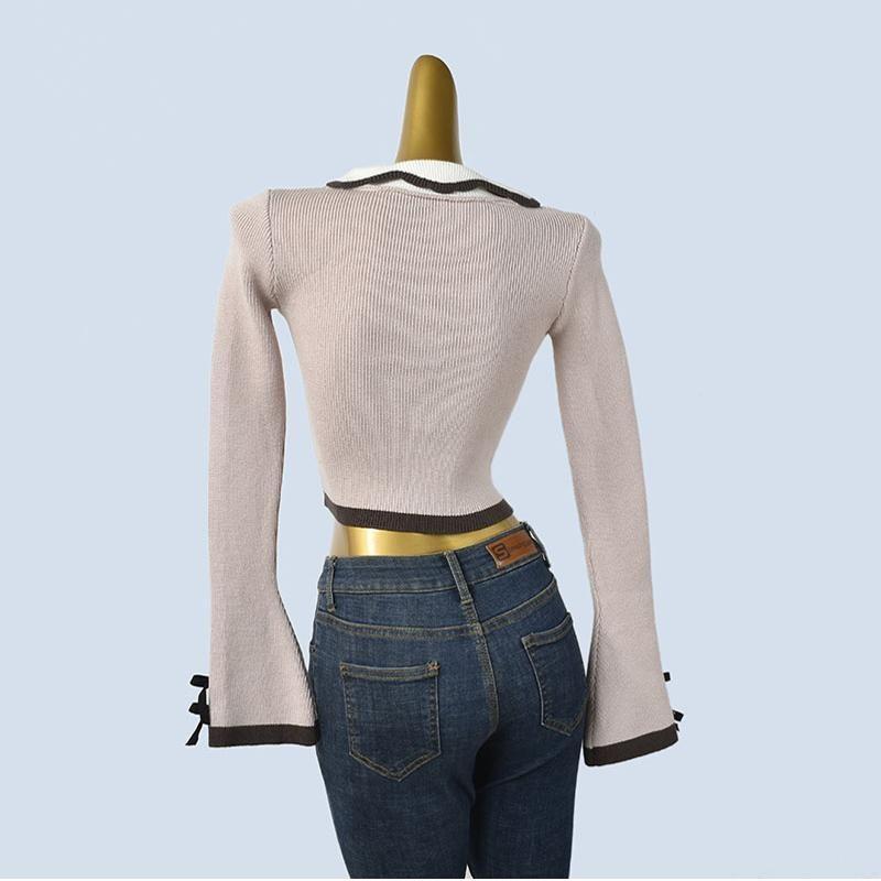 Pure Desire Style Sexy Hanging Neck off-Shoulder Knit Cardigan Spring and Autumn Sweet Gyaru Slim Fit Short Inner Wear Base Sweater