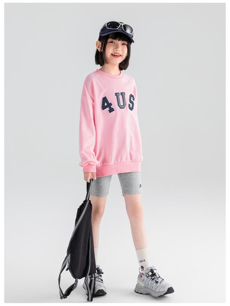 Tao Town Girls' Autumn Letter Print Sweatshirt - Fashionable Casual Long Sleeve Top for Kids