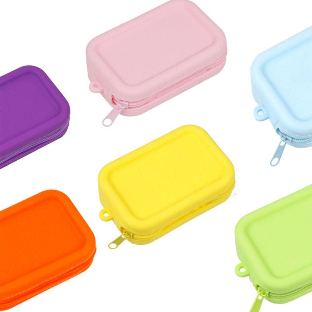 Coin Purse Multifunction Storage Bag Rectangle Small Item Bag Portable Silicone Cosmetic Bag  Women