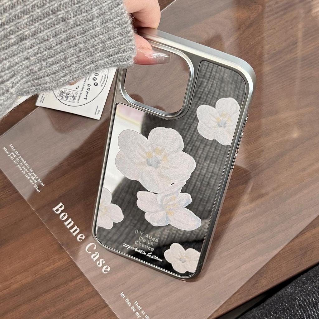 Mirror Blue Flower Case for iPhone 13 iPhone 15 iPhone 16 Pro Max