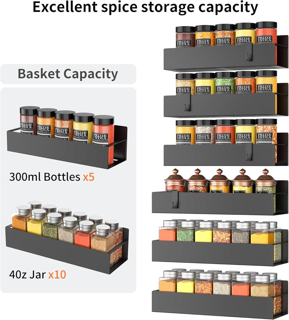 Magnetic Spice Rack Organizer Storage for Refrigerator and Oven Fridge Shelf