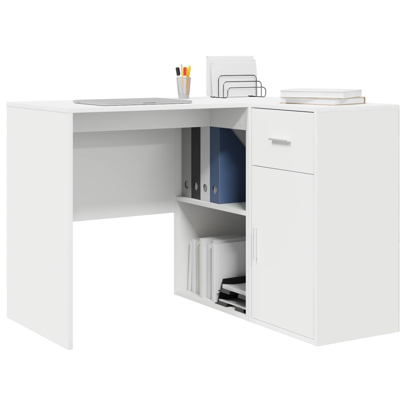 L-förmiger Schreibtisch mit Schubladen Weiß 102 x 88 x 75 cm