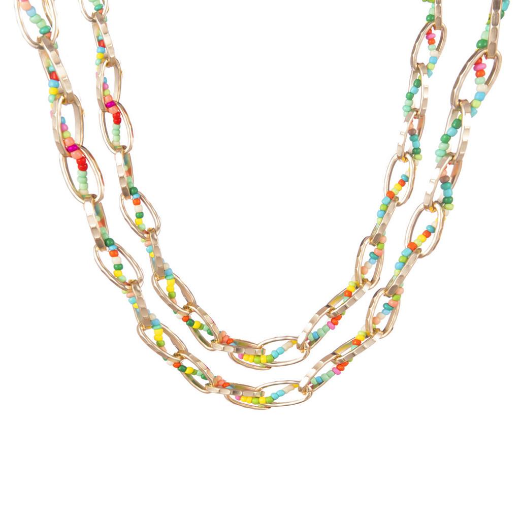 Beaded Multilayer Fashionable Necklace With Creative Alloy Pendants For Women Trendy