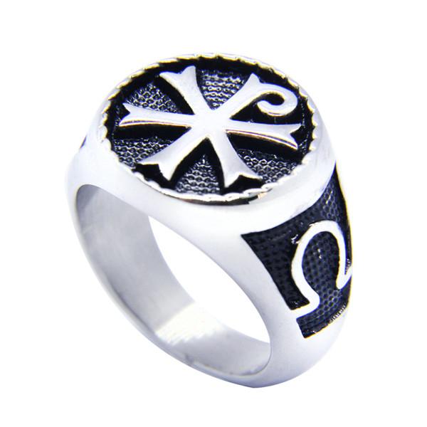 Size 7-14 Cool 316L Stainless Steel Fashion Jewelry Cross Ace Ring Vintage Man's Ladies Cross Ring
