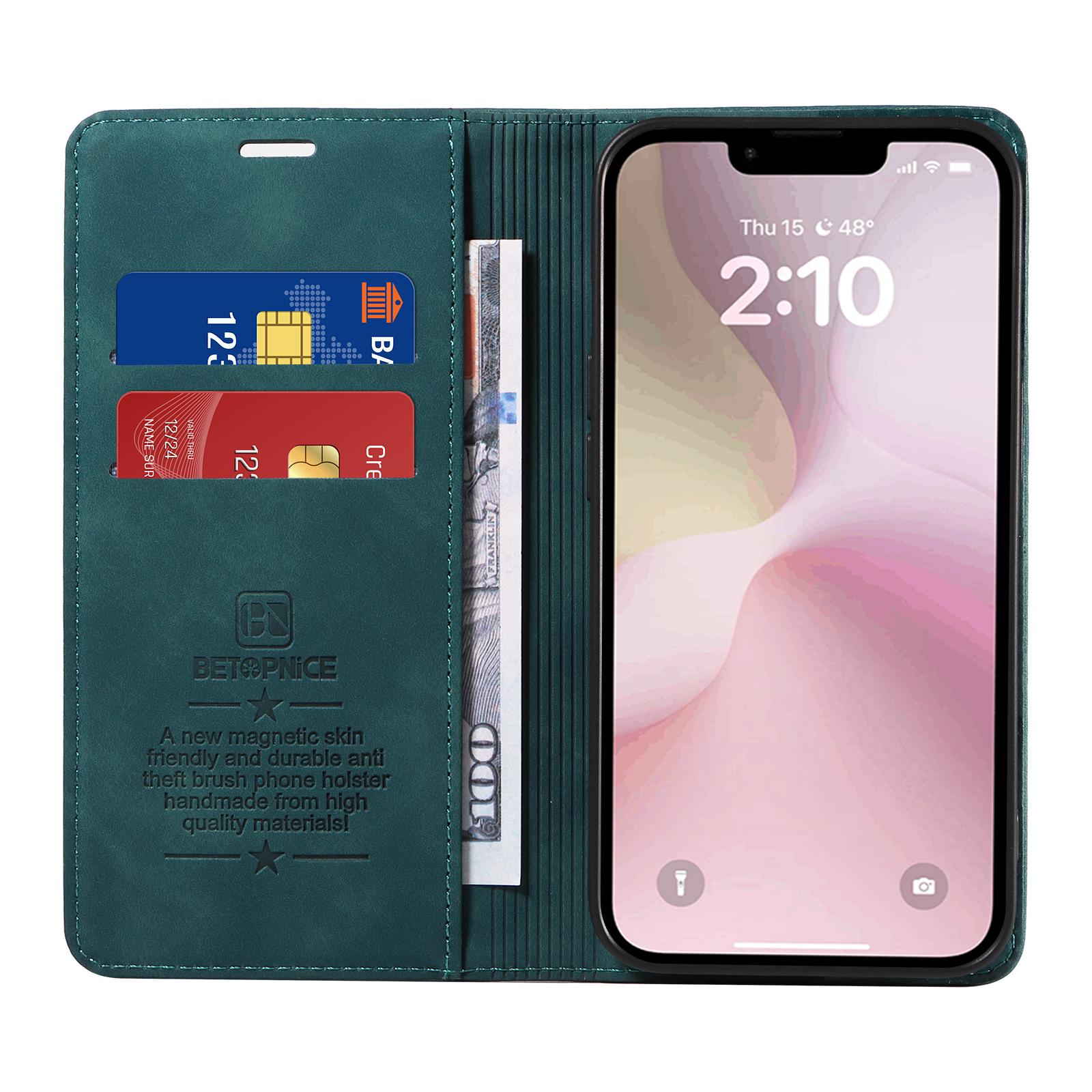 

BETOPNICE 003 For iPhone 16e Wallet Case RFID Blocking Leather+TPU Shockproof Phone Shell Black