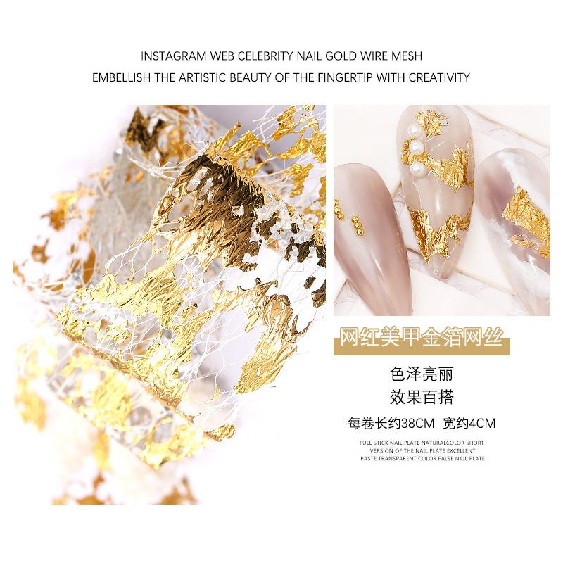 10 buc/cutie Autocolante pentru unghii din matase, auriu, argintiu, fragmente de dantela, folie de transfer de unghii, decalcomanii din hartie, manichiura, bricolaj, sclipici, farmec Decorati