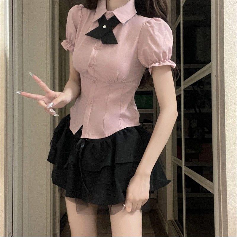 Sweet & Spicy Women's Pink Polo Collar Shirt - Slimming, Flattering Short Sleeve Summer Top