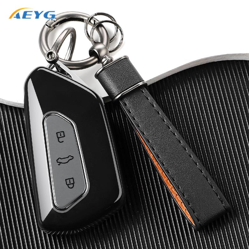 Fashion Soft Tpu Car Key Cover Case Protection Shell Keychain For Vw Golf 8 Mk8 Gti Gtd R Id3 Id4 Smart Keyless Auto Accessories