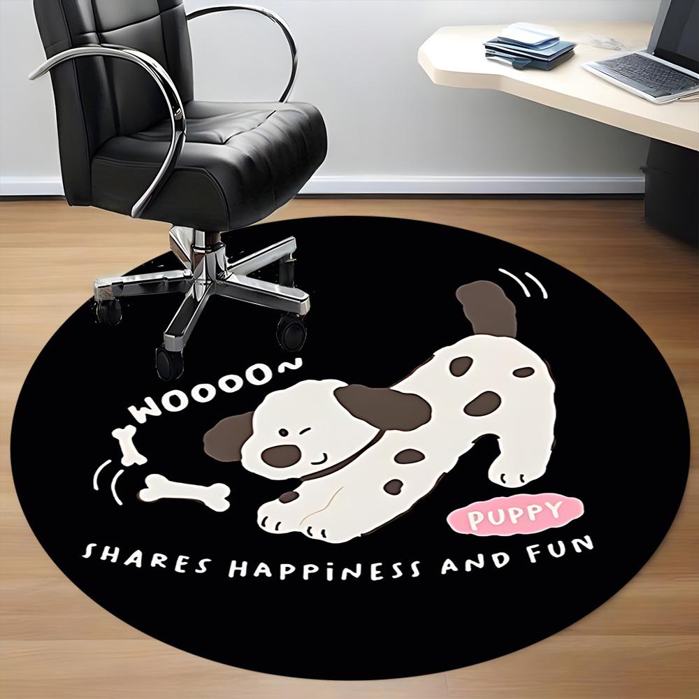 1pc Puppy Bone Cute Happy Office Round Area Rug, Mat Suitable ForOffice, Under Office Chairs Bedroom Living Room Home Decor, Room Deco