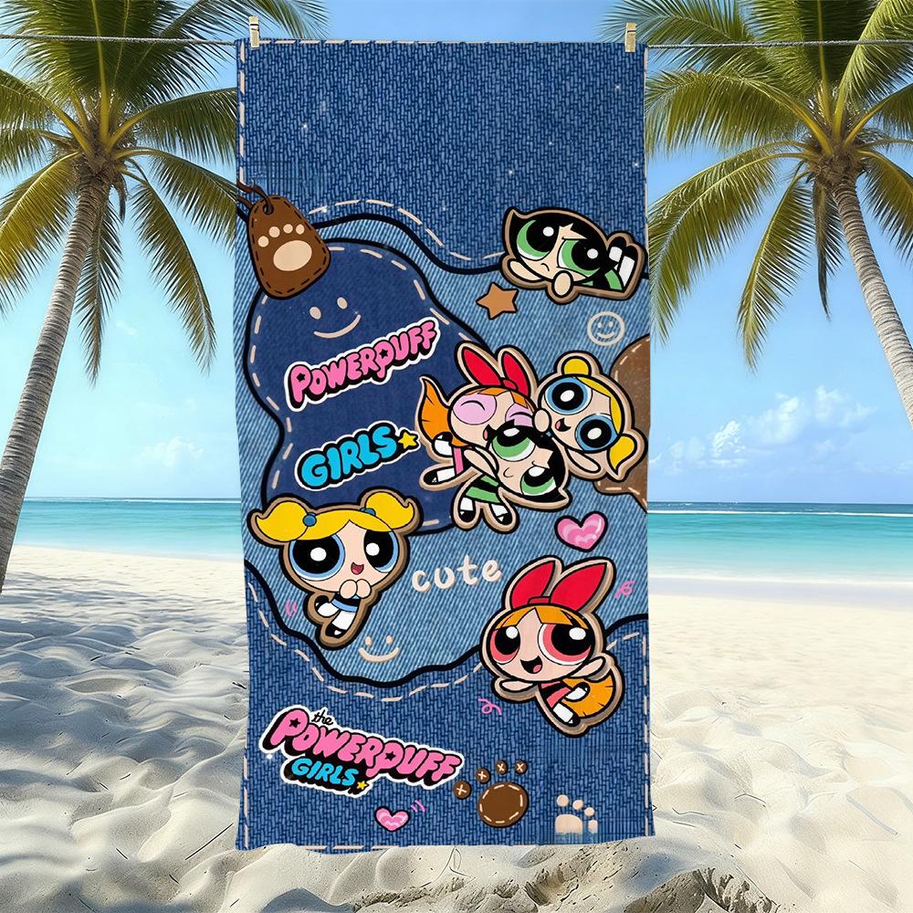 Cartoon Flying Little Policewoman Microfiber Beach Towel Quick-Drying Water-Absorbing Children'S Swimming Bath Towel Travel Portable Large Ruler