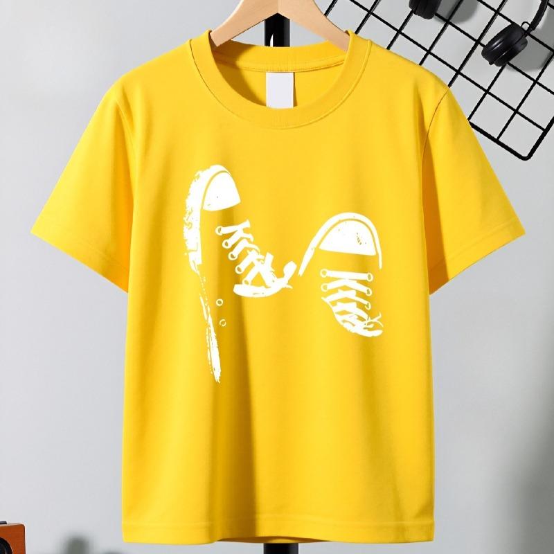 Kids Sneaker Print Crewneck Summer Short Sleeve Tee
