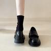 Platform Small Leather Shoes Women's British Style 2025 New Popular Spring and Summer One-pedal Black Jk Single Shoes Doudou Loafers