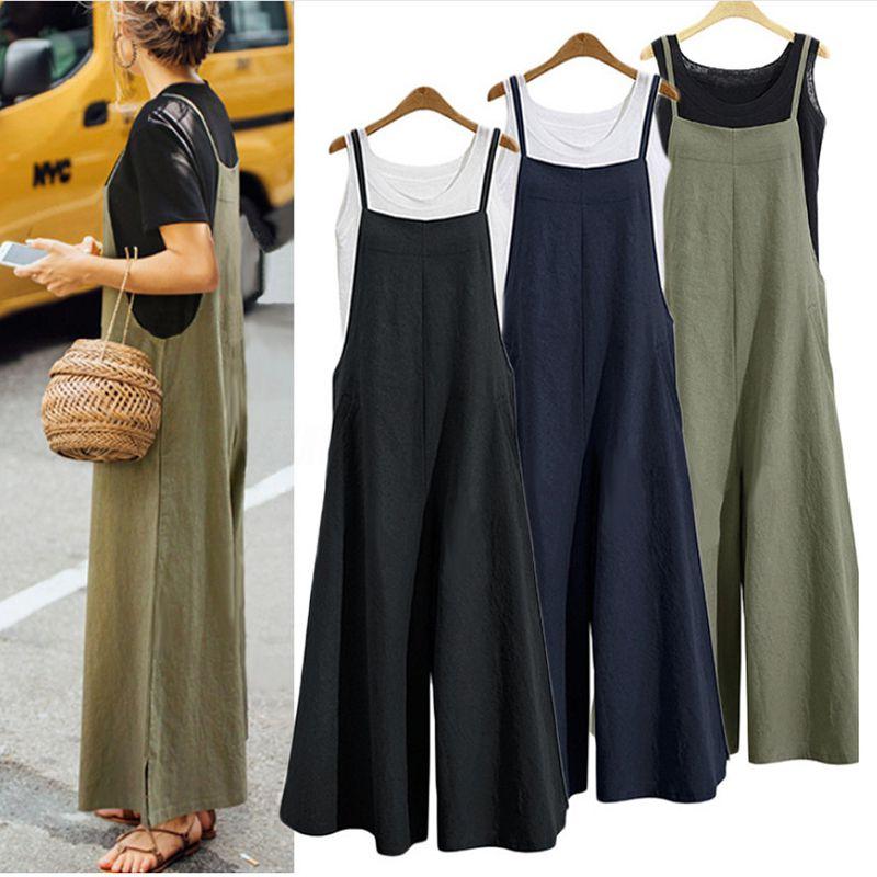 Tuta Elegante da Donna a Gamba Larga Regolabile con Design a Spalline per uno Stile Estivo Senza Sforzo