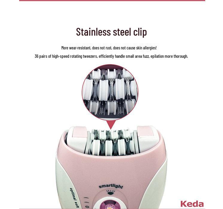 Keda-216 Rechargeable Unisex Electric Epilator: Full Body and Private Area Shaver