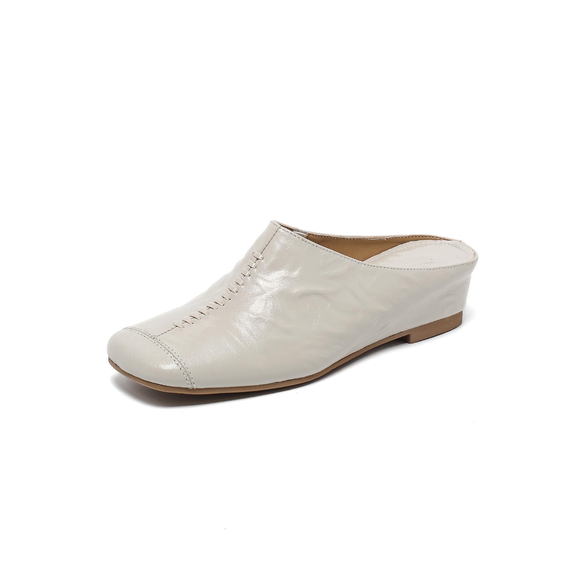 

Longlin 2026 Retro Chunky Heel Lambskin Mules 36