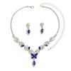 Winter Crystal Butterfly Necklace Earrings Set Jewelry Luxury Wedding