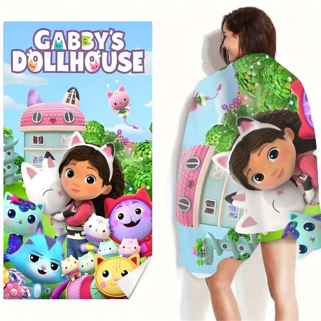 Asciugamano da Bagno Cartone Animato Carino Stampa Piatta Bambola Colorata Scena Giardino Asciugamano Ultra Morbido in Microfibra per Bagno Bambina Regalo Bambino
