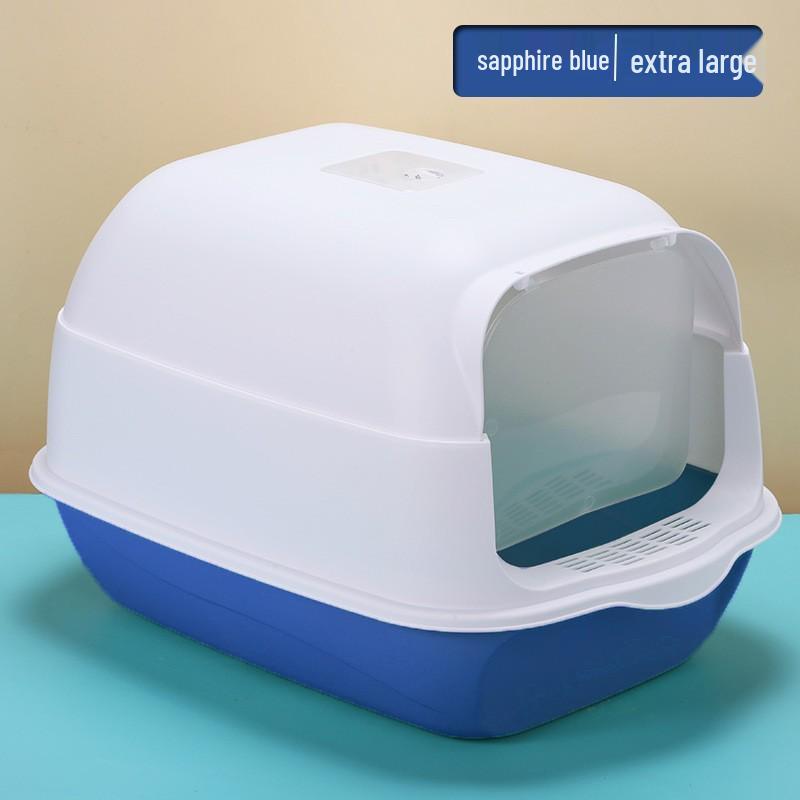Extra Large Splash-Proof Enclosed Cat Litter Box with Sand and Feces Tray & Free Shipping