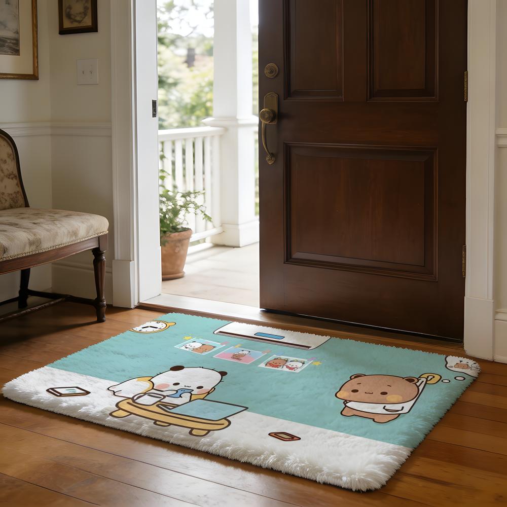 

Floor Mat Soft Flannel Rug Non Slip Absorbent Mat for Bathroom Bedroom Home Decor Kwai Anime Yier B Bubu 50x80cm