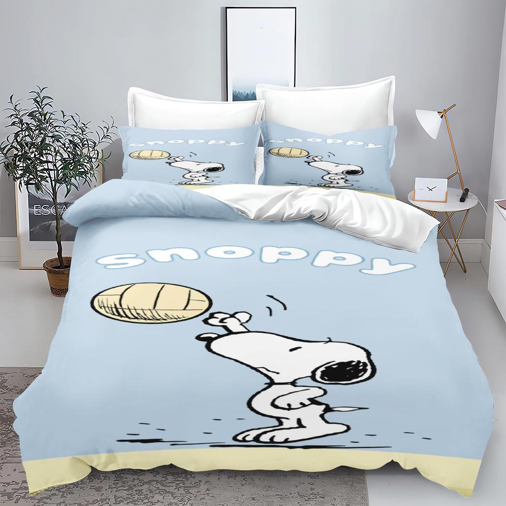 Snoopy 3-Piece 1 Quilt Cover Set 3D Children'S Home Decor Bedding Set Cotton Covers 100% Polyester