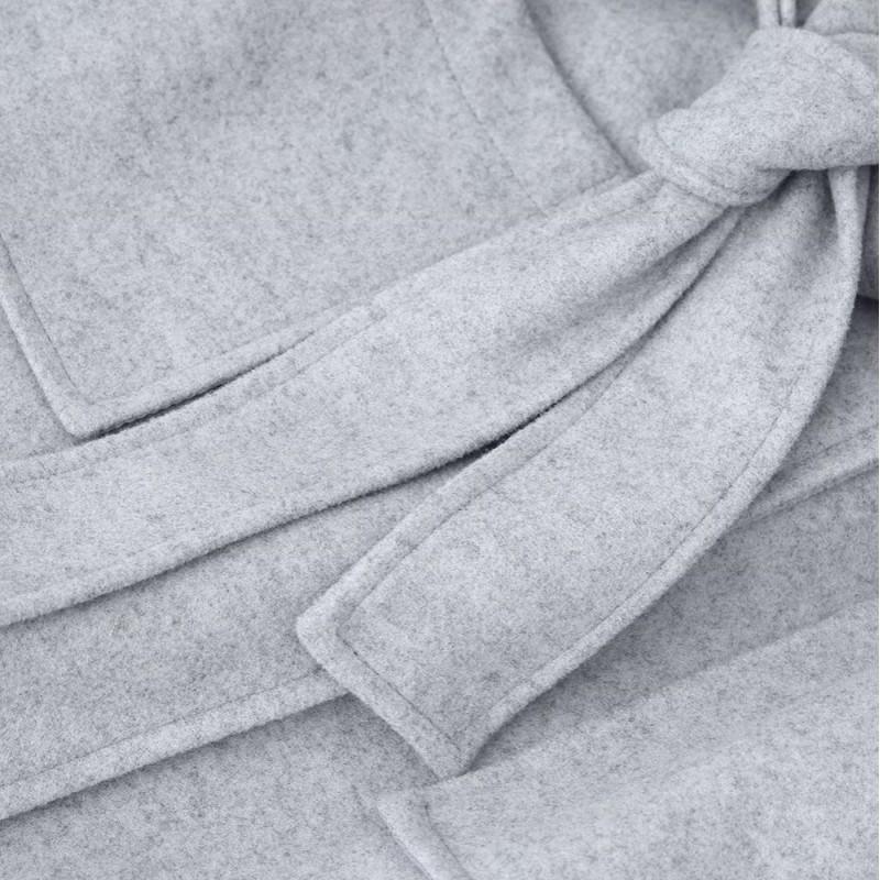 Womens Fall Hooded Tie Waist Loose Wool Blend Jacket Streetwear Casual Outerwear