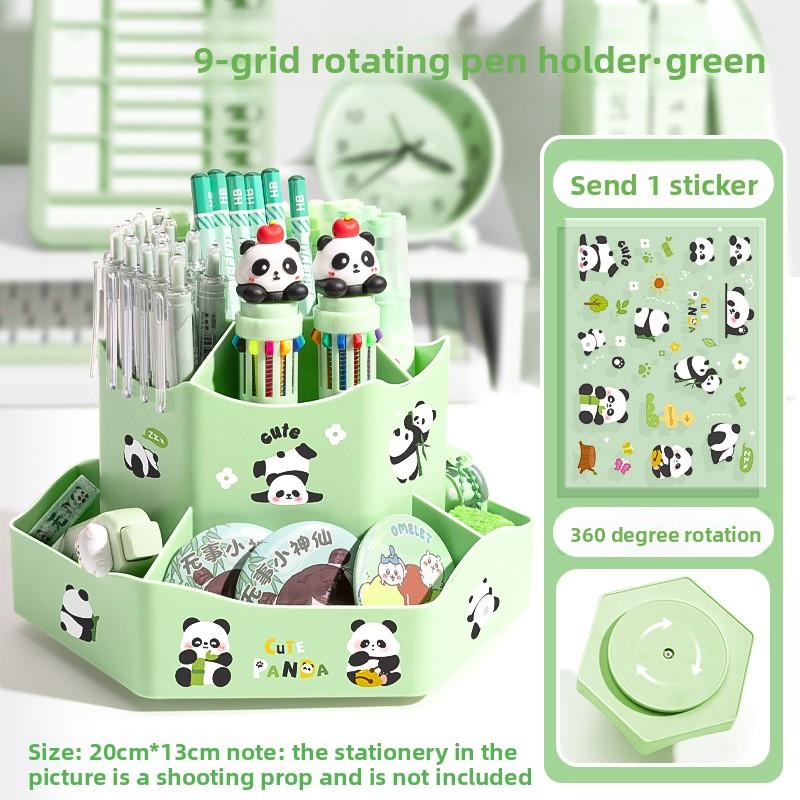 

360 Degree Rotating Storage Box, Multifunctional Large Capacity Desktop Stationery and Cosmetics Storage Box, Office Pen Holder зелений