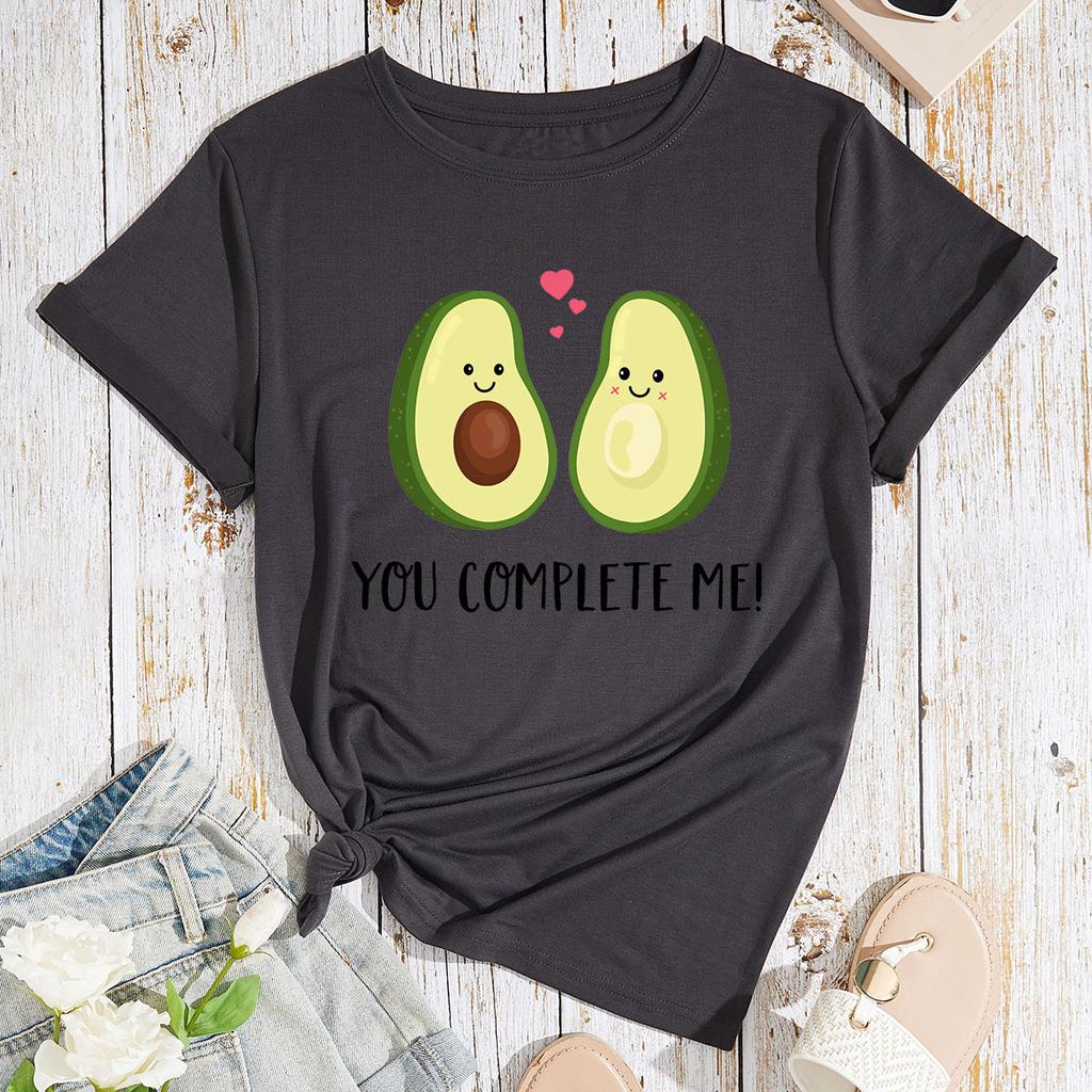 T-shirt en coton à manches courtes et col rond pour femmes, hauts imprimés en 2D