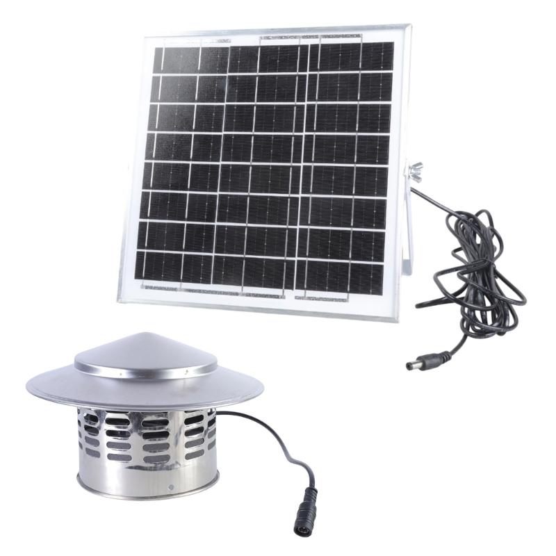 110mm Comprehensive Solar Fan Stainless Steel Construction Low Noise Ventilation Structure For Pet House Agricultural Sheds
