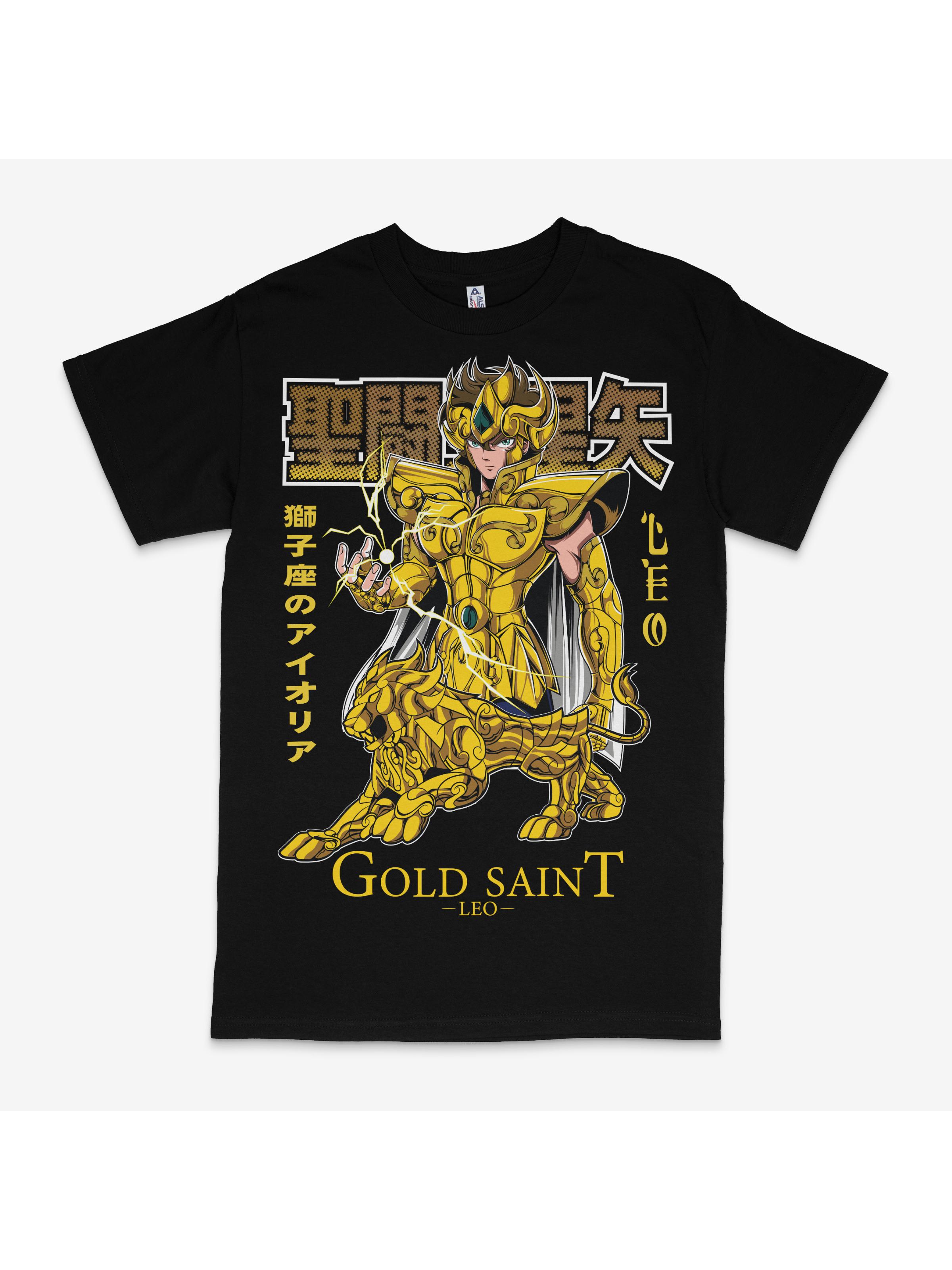 Men s Saint Seiya Manga T-Shirt - Virgo Black Iron Ikki Anime Costume Tee with Golden Constellation & Ikki Symbol XXL