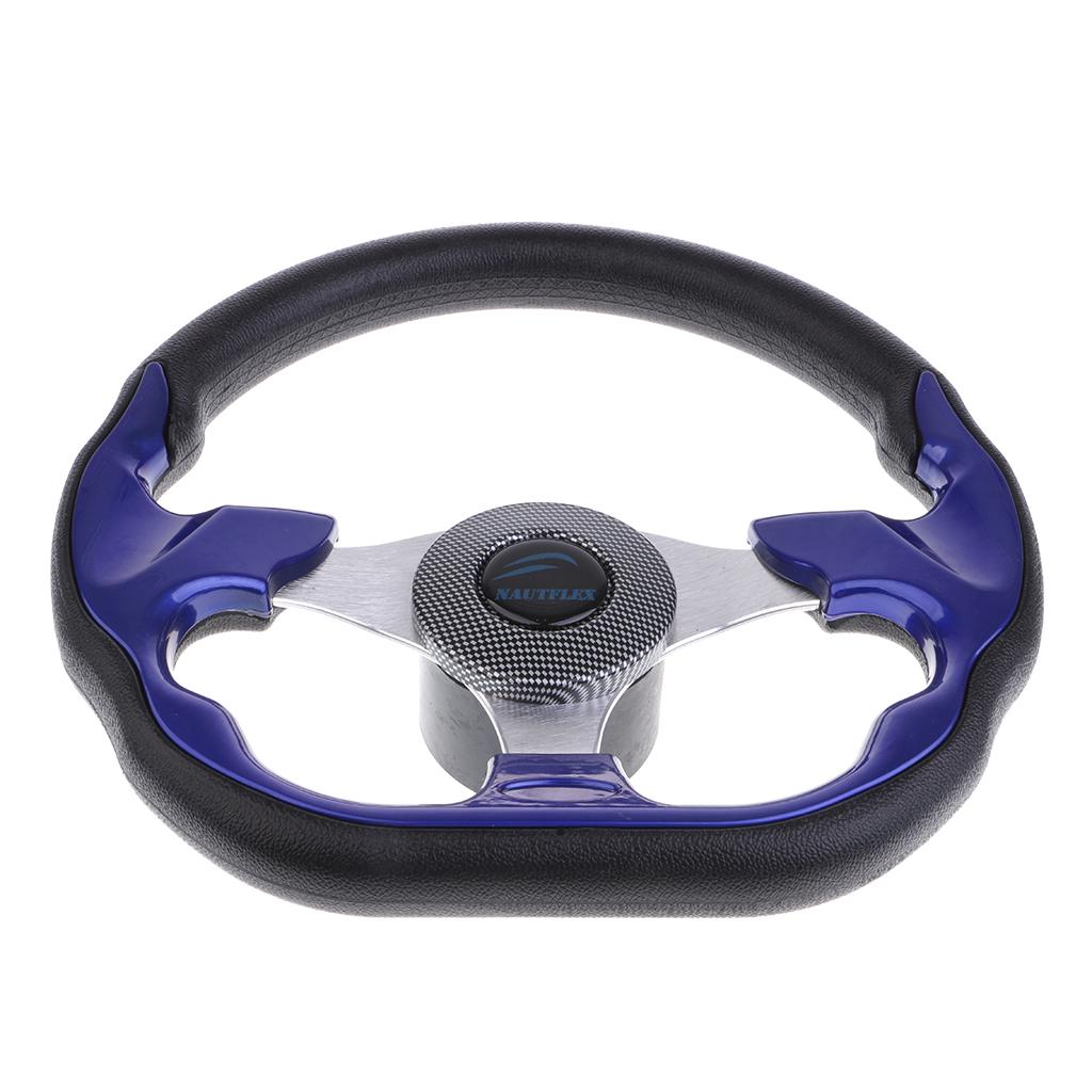 3 Spoke Marine Boat Steering Wheel with Center Cap Fits 3/4' 19mm Tapered Shaft 320/340mm Steering Wheel for Boat Vessels Yacht