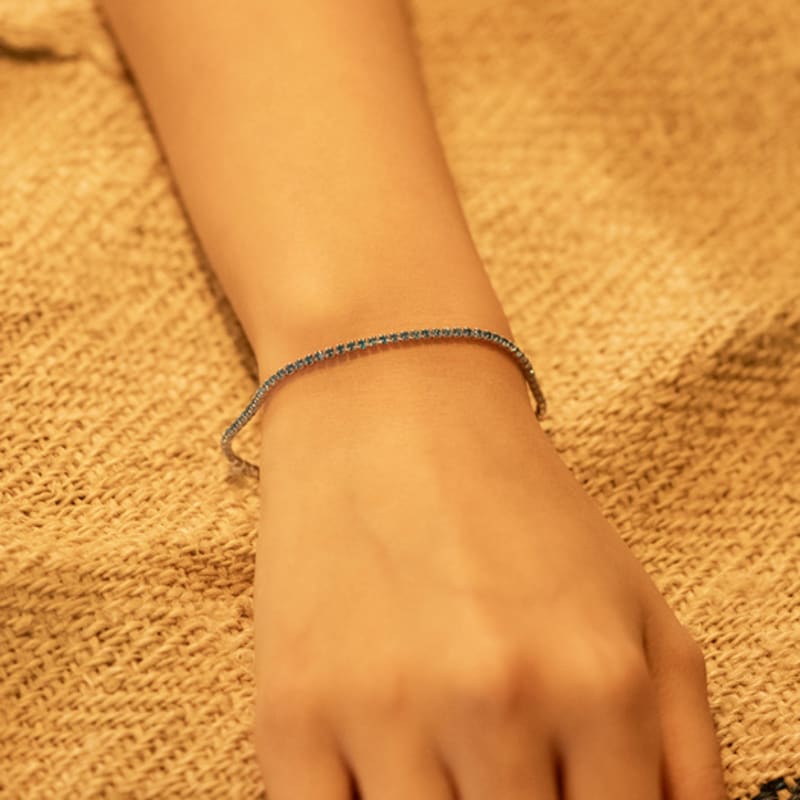 BE/GINS [925 Silver]La Ligne light Blue Slim Tennis Bracelet