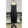 Women's Solid Color Low-cut V-neck Loose Laxy Style Sling Dress, Slimming Spring Summer Casual Dress for Foreign Trade