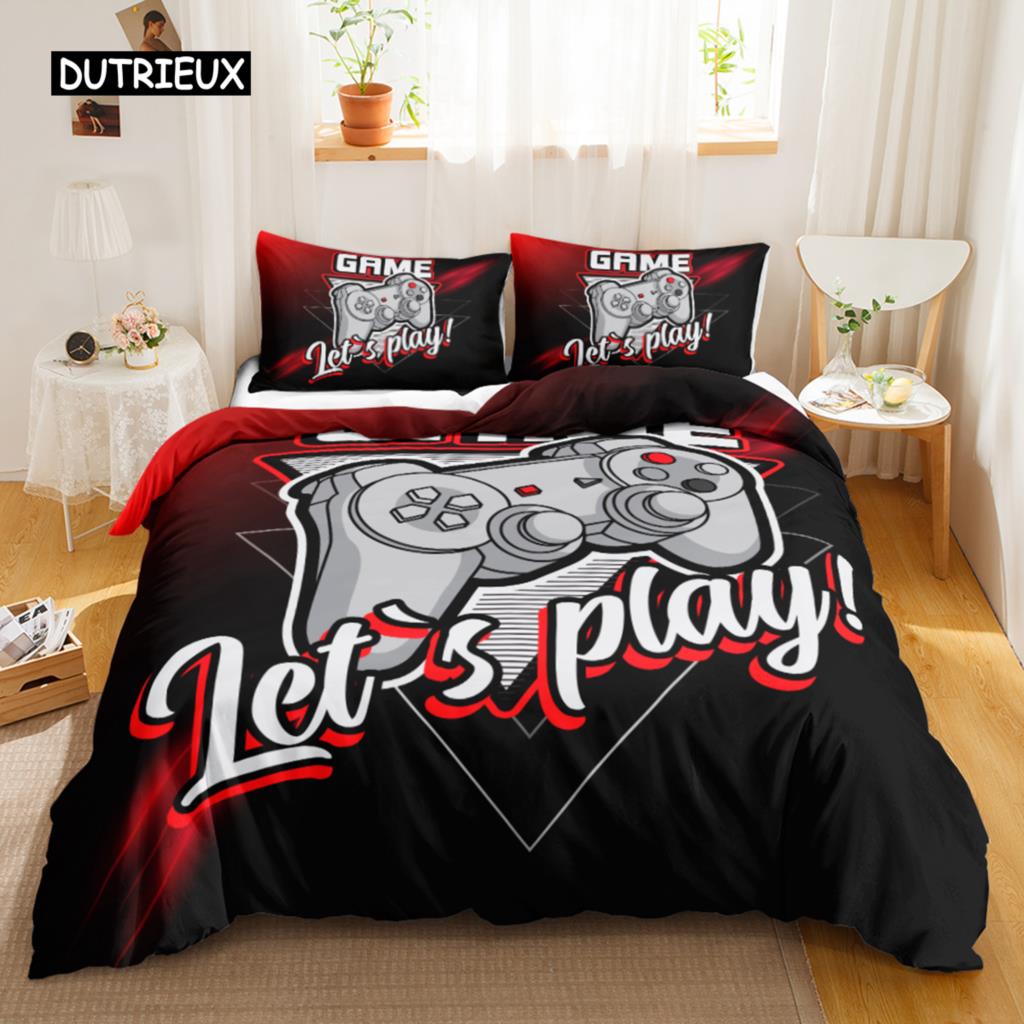 Games Duvet Cover Set Boys Kids Gamepad Bedding Set Video Game Controller Comforter Cover for Teen Girls Polyester Qulit Cover