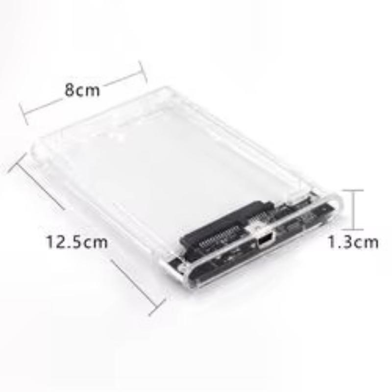 Portable USB2.0 To SATA 2.5 Inch HDD Hard Drive Enclosure Transparent Plastic External SATA Case