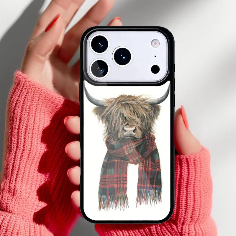 Cute Highland Cow Phone Case for iPhone 17 16 15 14 13 Pro Max Back Cover for 12 11 Pro Coque